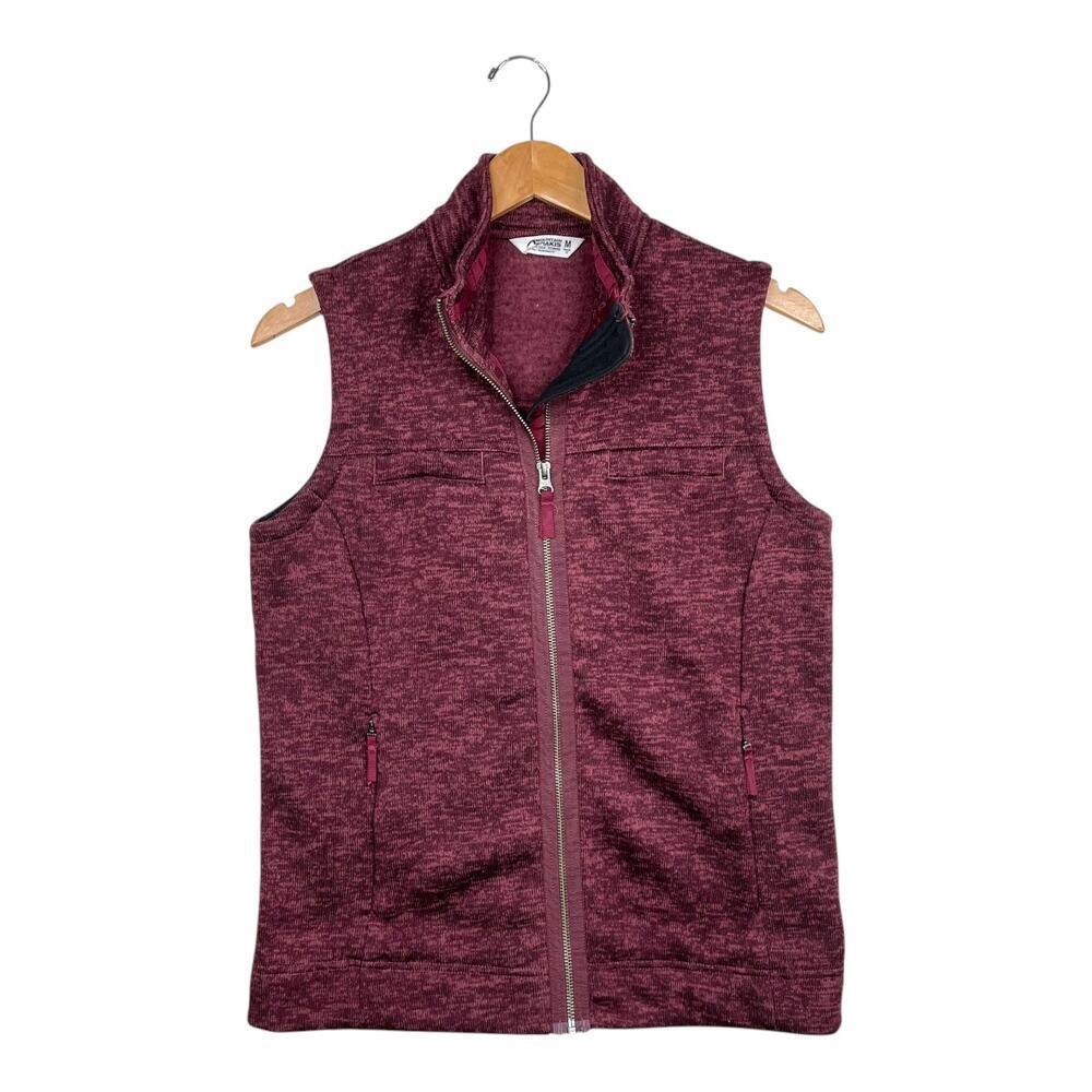 Mountain Khaki Burgundy Heathered Red Full Zip Fleece Lined Vest Women's Medium